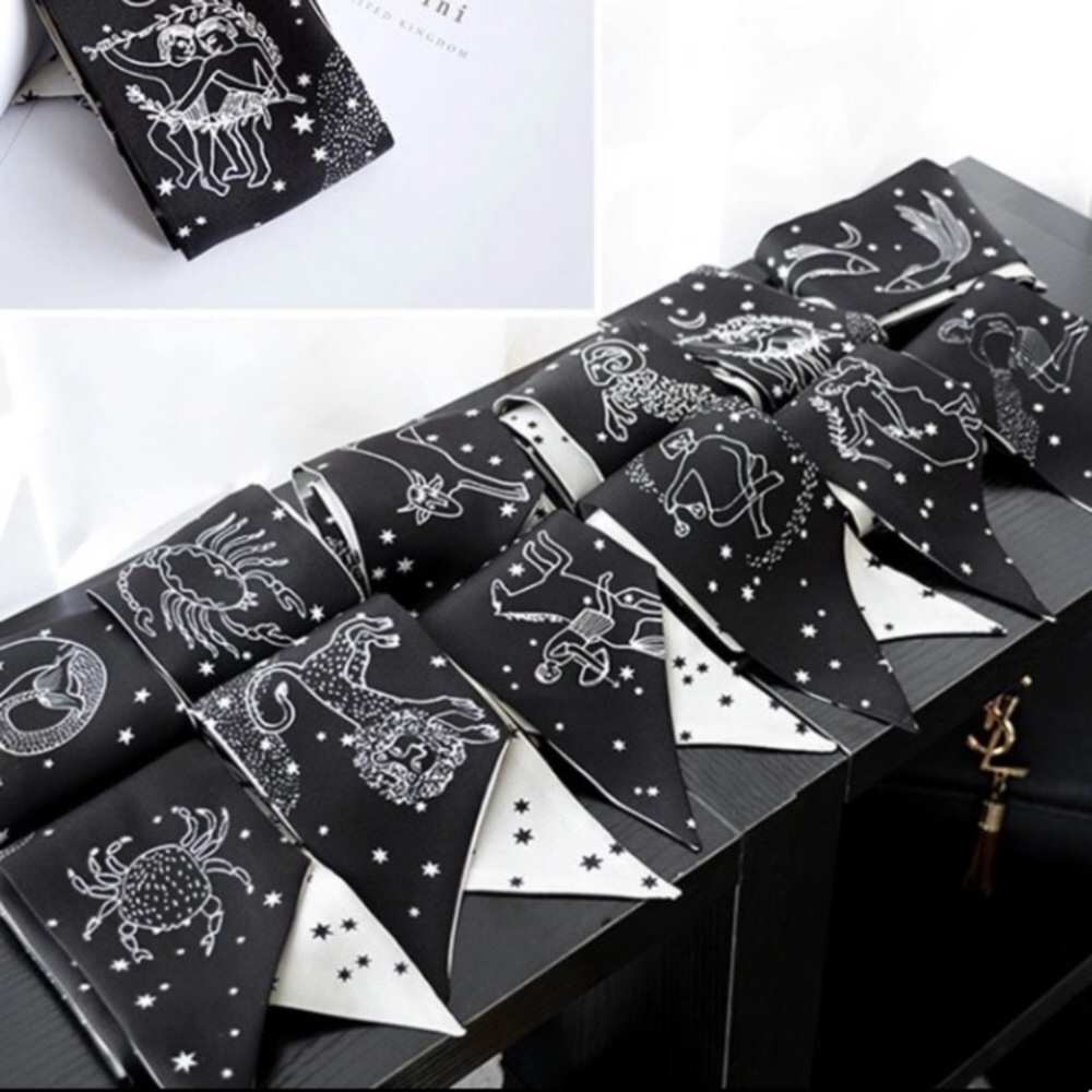 Zodiac Scarfs Black+White ALL Zodiac Signs French